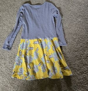 Tea Collection Skirted Twirl Dress Blue White Striped Yellow Floral 7